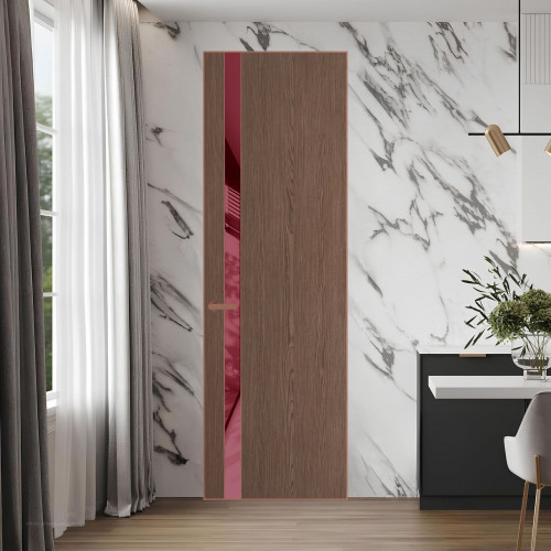 18 VE-V натуральный шпон Bianche Notti 822M профиль Медь вставка Бордовый лак ProfilDoors Orange