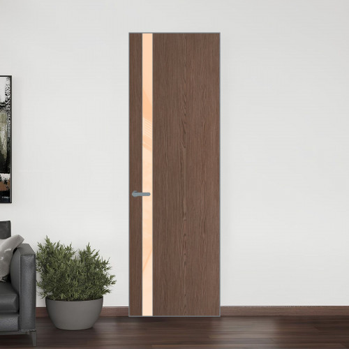 18 VE-V натуральный шпон Bianche Notti 822M профиль Серебро вставка Бежевый лак ProfilDoors Orange
