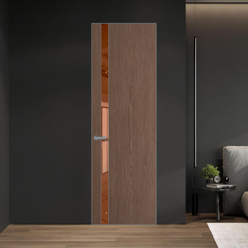 18 VE-V натуральный шпон Bianche Notti 822M профиль Серебро вставка Зеркало Bronza ProfilDoors Orange