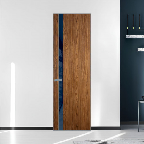 18 VE-V натуральный шпон Espresso 35M профиль Серебро вставка Темно-синий лак ProfilDoors Orange