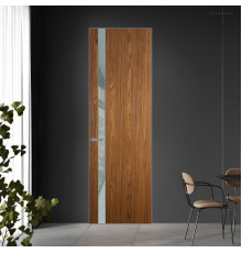 18 VE-V натуральный шпон Espresso 35M профиль Серебро вставка Теплый серый лак ProfilDoors Orange