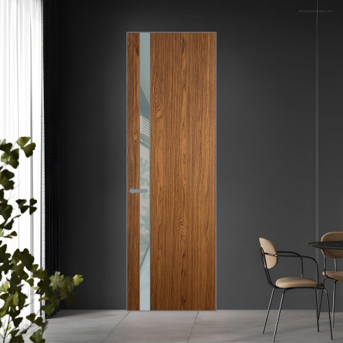 18 VE-V натуральный шпон Espresso 35M профиль Серебро вставка Теплый серый лак ProfilDoors Orange