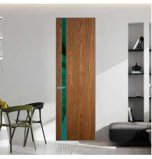 18 VE-V натуральный шпон Espresso 35M профиль Серебро вставка Зеленый лес лак ProfilDoors Orange