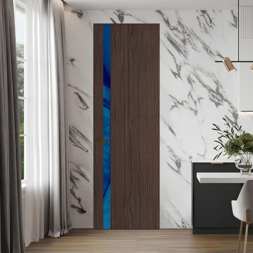 18 VE-V натуральный шпон Espresso 360M профиль Деорэ вставка Синий лак ProfilDoors Orange