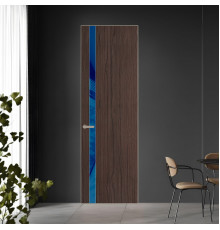 18 VE-V натуральный шпон Espresso 360M профиль Никель матовый вставка Синий лак ProfilDoors Orange