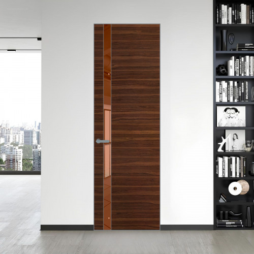 18 VE-H натуральный шпон Albero 1294M профиль Серебро вставка Зеркало Bronza ProfilDoors Orange