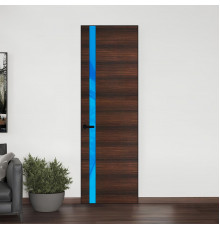 18 VE-H натуральный шпон Albero 1398S профиль Черный муар вставка Голубой лак ProfilDoors Orange