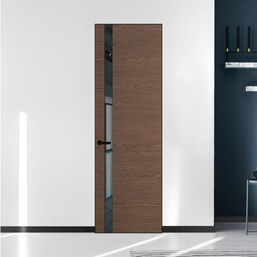 18 VE-H натуральный шпон Bianche Notti 822M профиль Черный матовый вставка Зеркало Grey ProfilDoors Orange