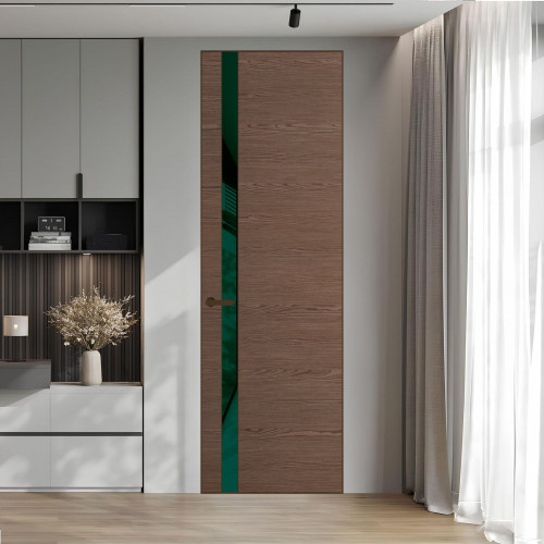 18 VE-H натуральный шпон Bianche Notti 822M профиль Деорэ вставка Темно-зеленый лак ProfilDoors Orange