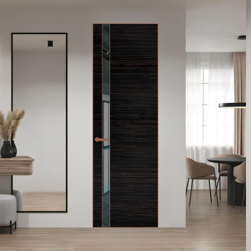 18 VE-H натуральный шпон Espresso 1042S профиль Медь вставка Зеркало Grey ProfilDoors Orange