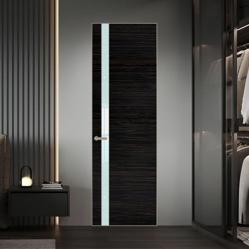 18 VE-H натуральный шпон Espresso 1042S профиль Никель матовый вставка Белый лак ProfilDoors Orange