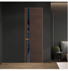 18 VE-H натуральный шпон Espresso 360M профиль Бронза вставка Темно-синий лак ProfilDoors Orange