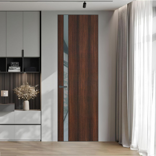 18 VE-V натуральный шпон Albero 1398S профиль Серая ночь вставка Темно-серый лак ProfilDoors Orange