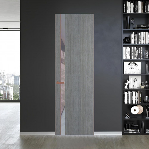 18 VE-V натуральный шпон Bianche Notti 01Q профиль Медь вставка Холодный серый лак ProfilDoors Orange