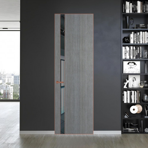 18 VE-V натуральный шпон Bianche Notti 01Q профиль Медь вставка Зеркало Grey ProfilDoors Orange