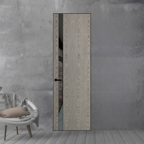 18 VE-V натуральный шпон Bianche Notti 08S профиль Черный матовый вставка Графит лак ProfilDoors Orange