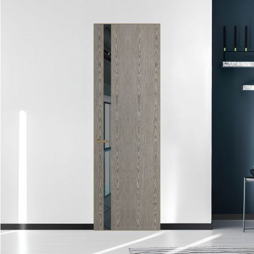 18 VE-V натуральный шпон Bianche Notti 08S профиль Шампань вставка Зеркало Grey ProfilDoors Orange