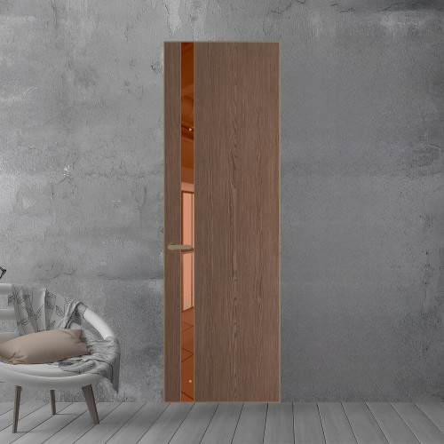 18 VE-V натуральный шпон Bianche Notti 822M профиль Шампань вставка Зеркало Bronza ProfilDoors Orange
