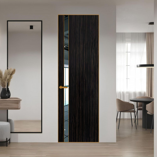 18 VE-V натуральный шпон Espresso 1042S профиль Бронза вставка Зеркало ProfilDoors Orange