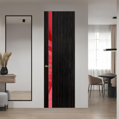 18 VE-V натуральный шпон Espresso 1042S профиль Шампань вставка Красный лак ProfilDoors Orange