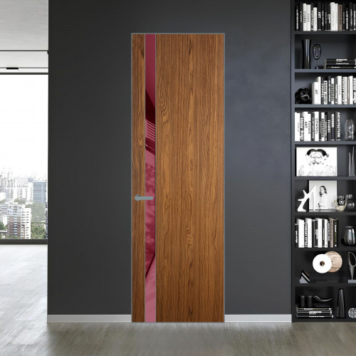 18 VE-V натуральный шпон Espresso 35M профиль Серебро вставка Бордовый лак ProfilDoors Orange