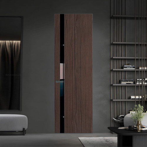 18 VE-V натуральный шпон Espresso 360M профиль Серая ночь вставка Черный лак ProfilDoors Orange