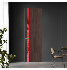18 VE-V натуральный шпон Espresso 360M профиль Зеленый воск вставка Красный лак ProfilDoors Orange